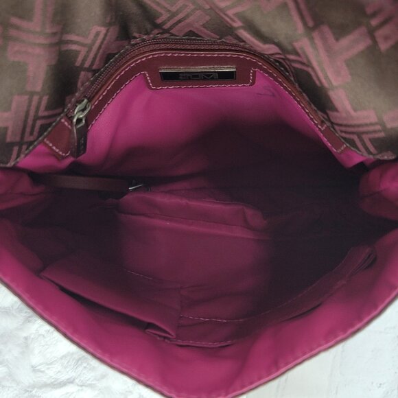 TUMI Signature Burgundy Canvas Messenger Bag - Picture 7 of 10